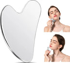 Heart-shaped mirror with a woman using it on her face