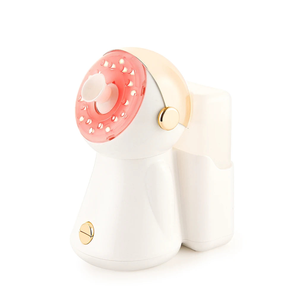 White and pink handheld device on a white background